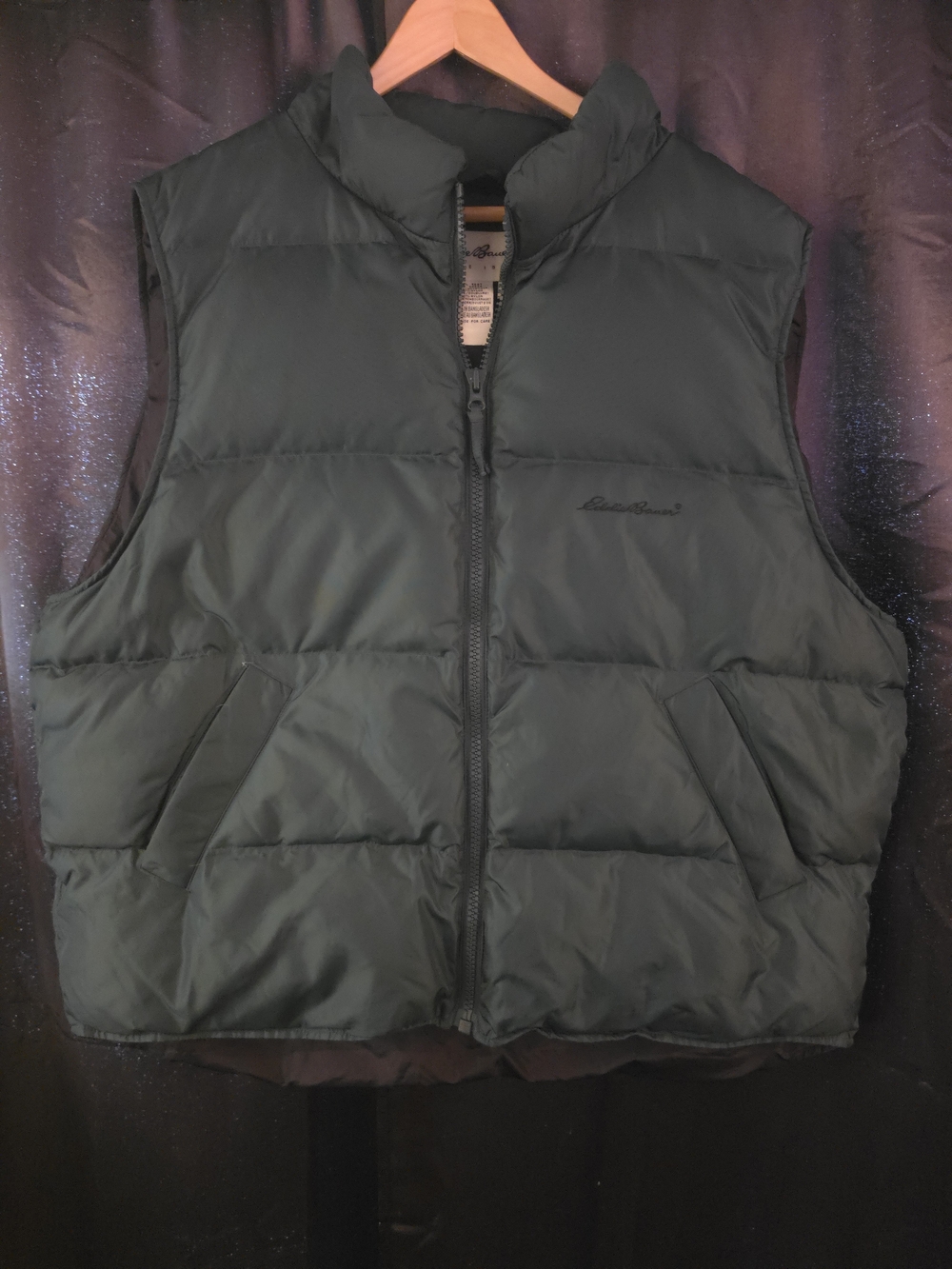 Goose Down Puffer Vest Mens Size XL Forest Green Outdoor Utility